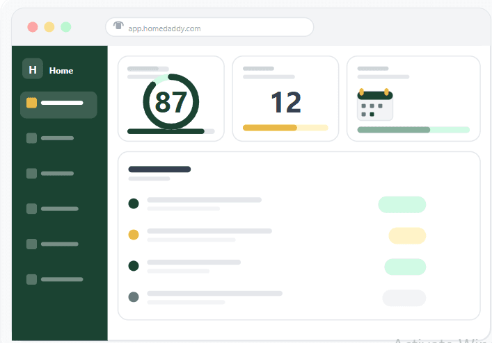 home portal dashboard inside the homedaddy home maintenance app