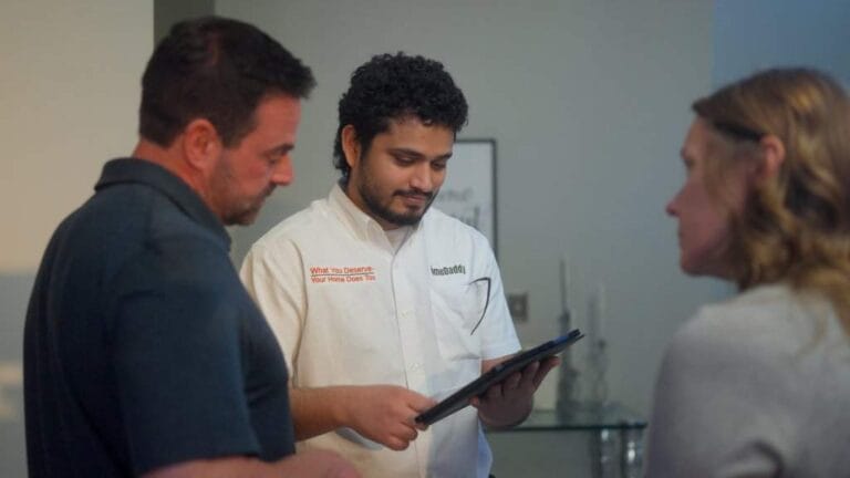 Homedaddy dedicated handyman reviewing the maintenance report for home.